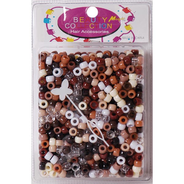 BEAUTY COLLECTION - Small Round Bead 1000PCs Brown Assorted