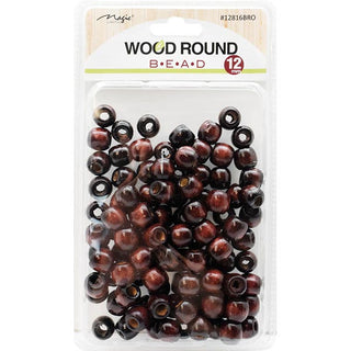 BEAUTY COLLECTION - Wood Round Hair Bead (M) Dark Brown