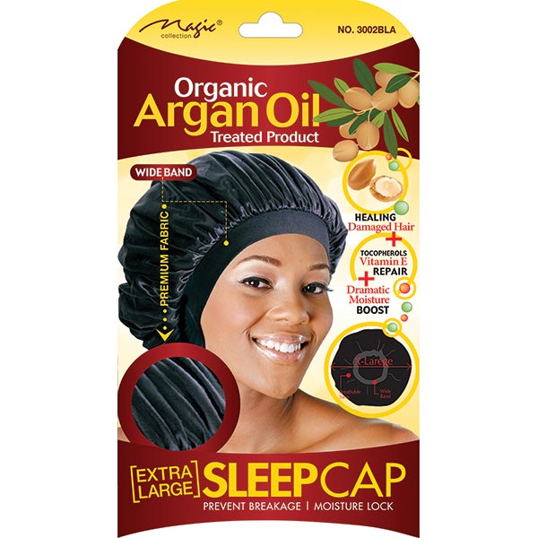 MAGIC COLLECTION - Argan Oil Infused Extra Large Sleep Cap BLACK