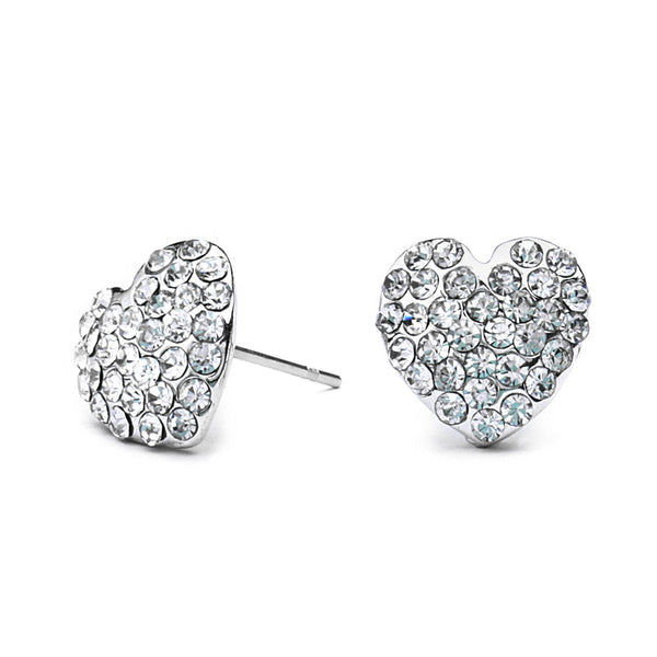 JOY JEWELRY - Silver Cubic Zirconia Earrings HEART (SAC003B)