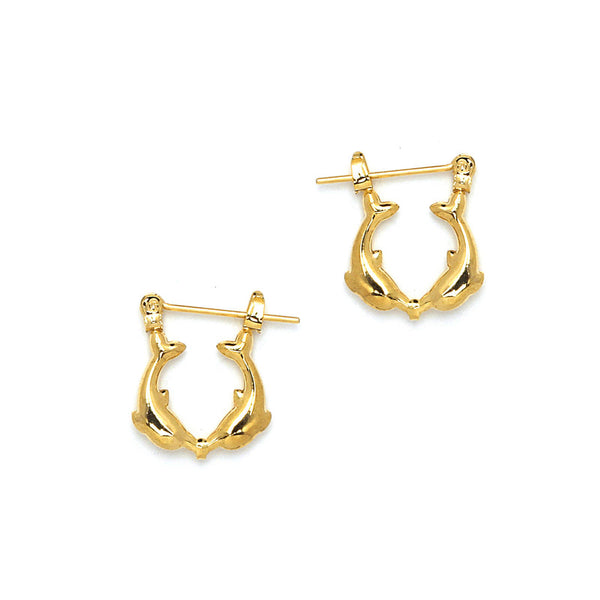 JOY JEWELRY - Gold Pincatch Dolphin Hoop Earrings A02