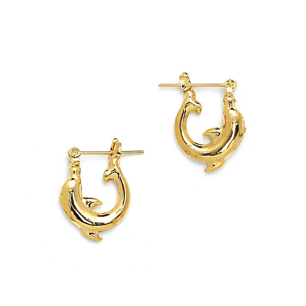 JOY JEWELRY - Gold Pincatch Dolphin Hoop Earrings A04