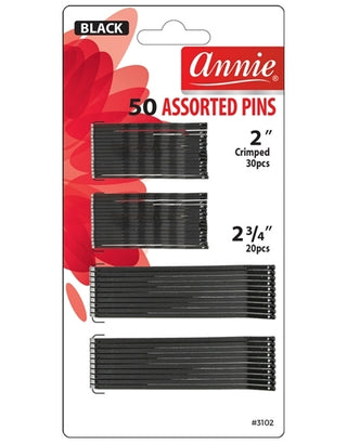 ANNIE - 50 ASSORTED PINS BLACK #3102