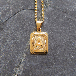JOY JEWELRY - Gold Square Initial Necklace