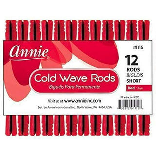 ANNIE - Professional Cold Wave Rods 12PCs SHORT RED #1115