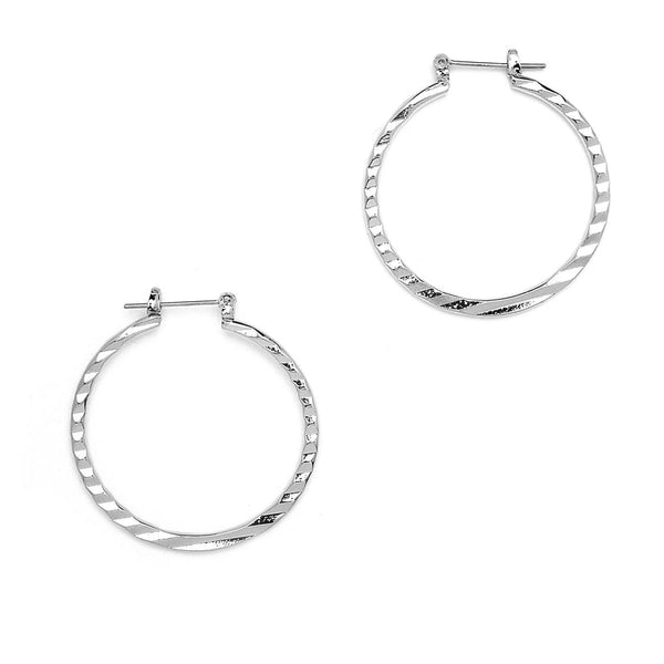 JOY JEWELRY - Silver Pincatch Hoop Earrings B13