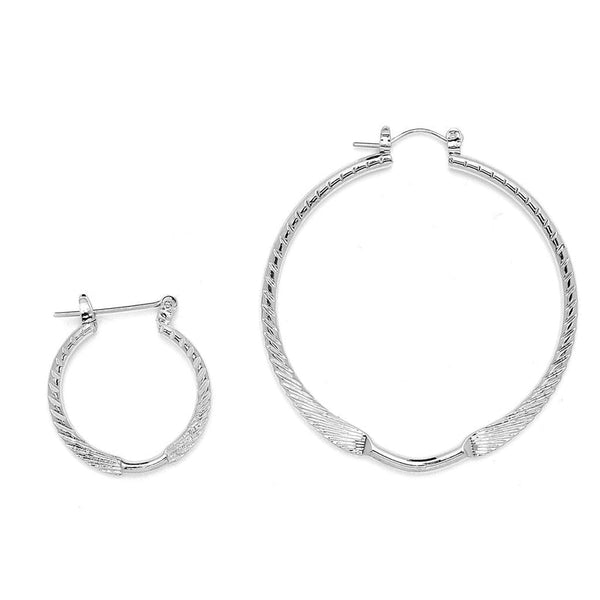 JOY JEWELRY - Silver Pincatch Hoop Earrings B17P