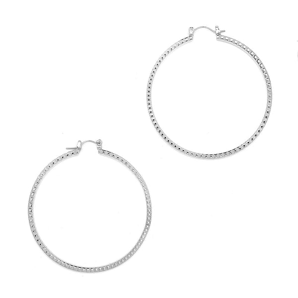 JOY JEWELRY - Silver Pincatch Hoop Earrings B19P