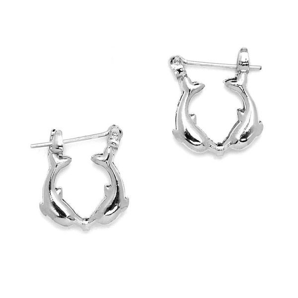 JOY JEWELRY - Silver Pincatch Dolphin Hoop Earrings B02