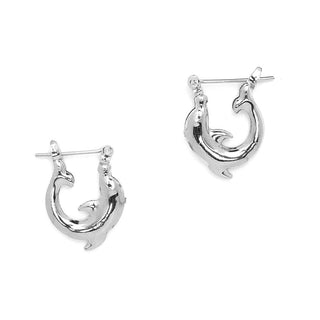 JOY JEWELRY - Silver Pincatch Dolphin Hoop Earrings B03