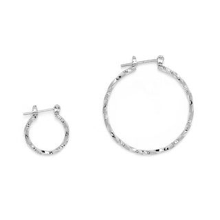 JOY JEWELRY - Silver Pincatch Hoop Earrings B12