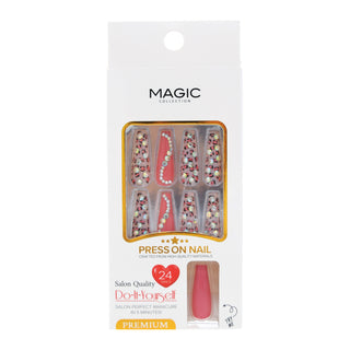 MAGIC COLLECTION - LUXURY DESIGN NAIL RED W/STONE #BD100-R01
