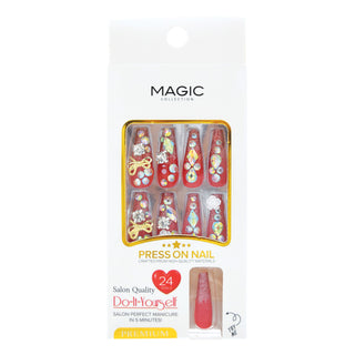MAGIC COLLECTION - LUXURY DESIGN NAIL RED W/STONE #BD100-R03