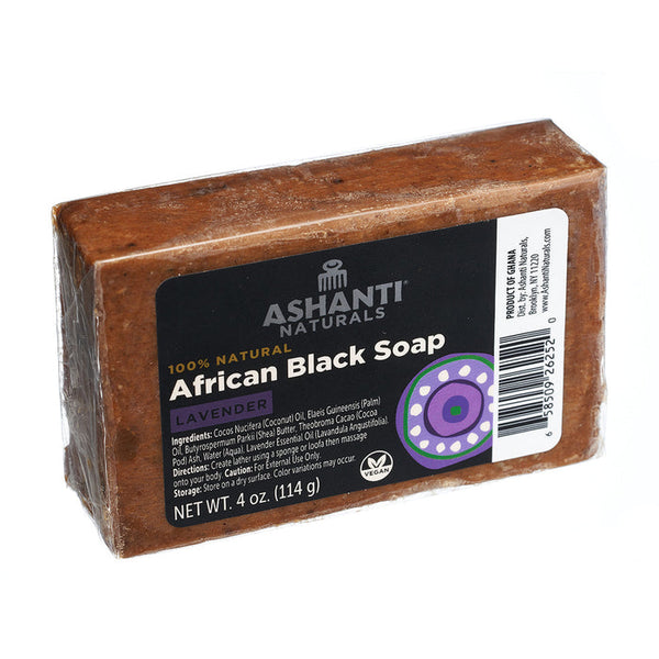 ASHANTI - 100% NATURAL AFRICAN BLACK SOAP BAR LAVENDER