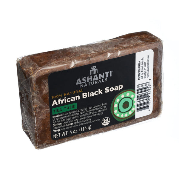 ASHANTI - 100% NATURAL AFRICAN BLACK SOAP BAR TEA TREE