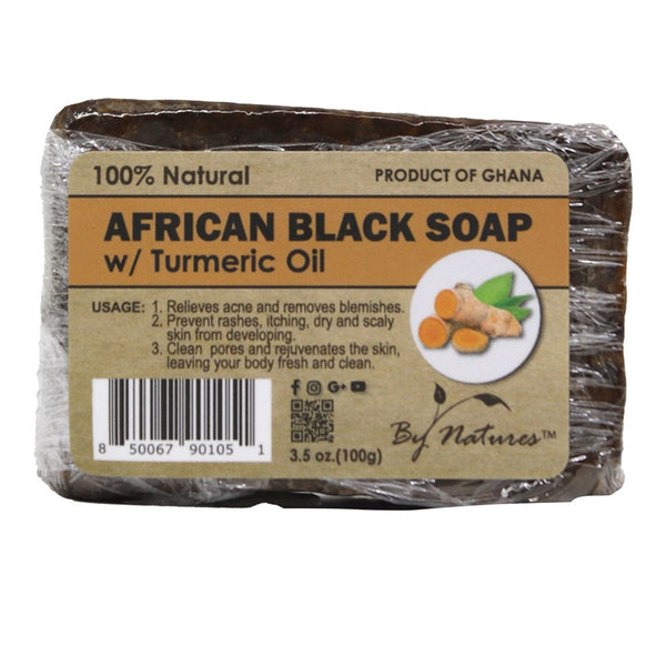 By Natures - 100% Natural African Black Soap W/ Tumeric Oil