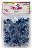 DREAM WORLD - Round Hair Bead Medium 200 PCs Blue/Blue Glitter BR2300GBL