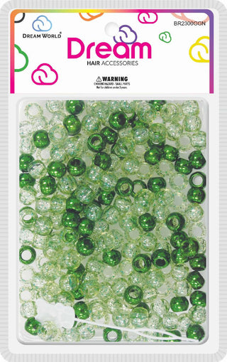 DREAM WORLD - Regular Hair Beads Glitter Green (BR2300GGN)