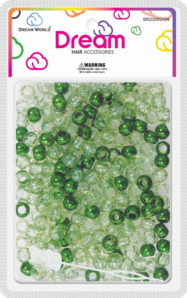DREAM WORLD - Regular Hair Beads Glitter Green (BR2300GGN)