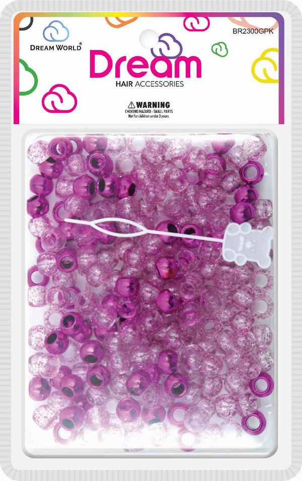 DREAM WORLD - HAIR ACCESSORIES GLITTER PURPLE BEADS (BR2300GPK)
