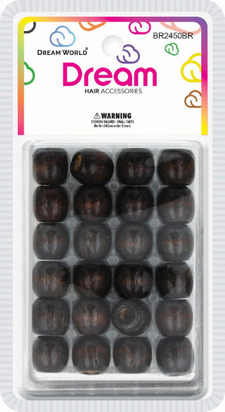 DREAM WORLD - HAIR ACCESSORIES BROWN WOODEN BEADS (BR2450BR)