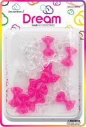 DREAM WORLD - Bow Hair Barrettes Clear & Pink 12PCS (BR2572MPK)