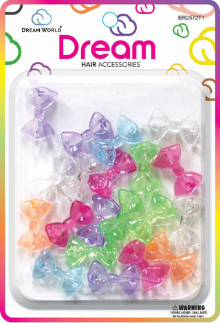 DREAM WORLD - Bow Hair Barrettes Clear Assorted 12PCS (BR2572T1)