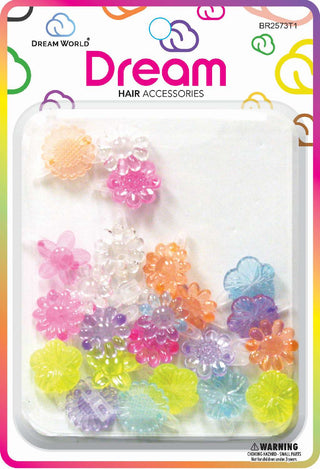 DREAM WORLD - Flower Hair Barrettes Assorted 12PCS (BR2573T1)