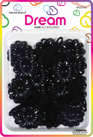 DREAM WORLD - Hair Barrettes Daisy BLACK 24PCs