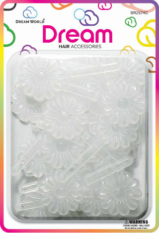 DREAM WORLD - Hair Barrettes Daisy CLEAR 24PCs