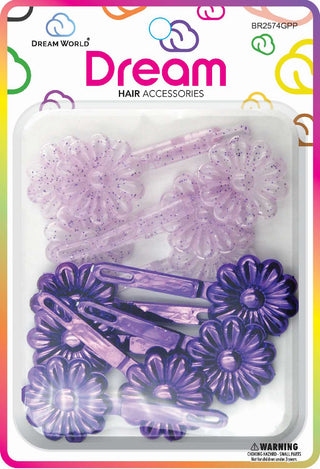 DREAM WORLD - Hair Barrettes Daisy Glitter Purple