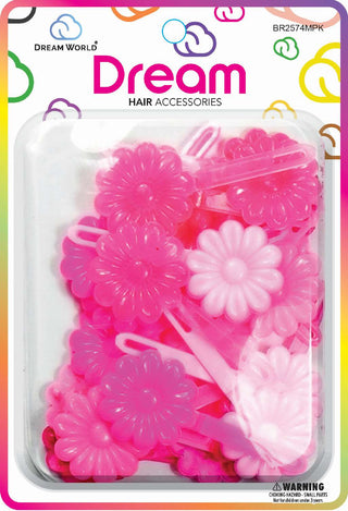 DREAM WORLD - Daisy Hair Barrettes Multiple Pink 12PCS (BR2574MPK)