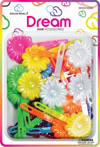 DREAM WORLD - Hair Barrettes Daisy ASSORTED 14PCS