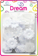 DREAM WORLD - Hair Barrettes Daisy WHITE/CLEAR 24PCs