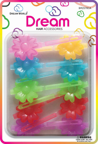 DREAM WORLD - Hair Sunflower Barrettes CLEAR ASSORTED 12PCs
