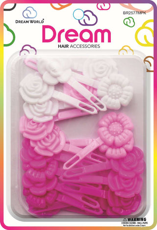 DREAM WORLD - Hair Barrettes Flower MIX PINK 20PCs