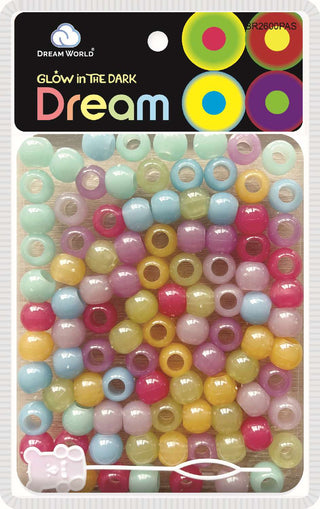 DREAM WORLD - HAIR BEADS LARGE LUMINOUS PASTEL ASSORTED (BR2600PAS)