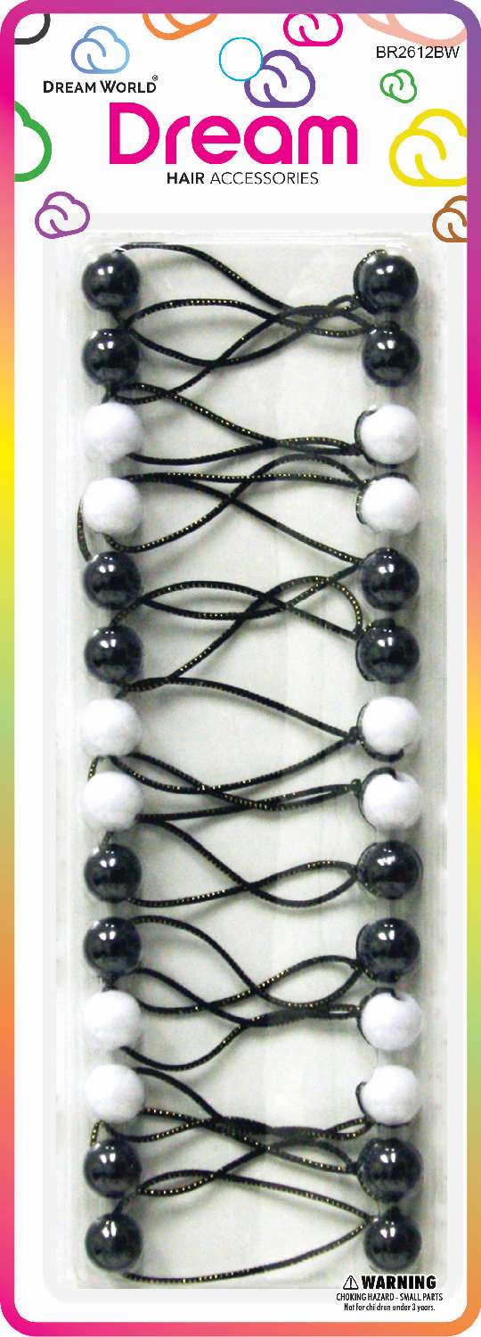 DREAM WORLD - Hair Knockers Small BLACK & WHITE (BR2612BW)