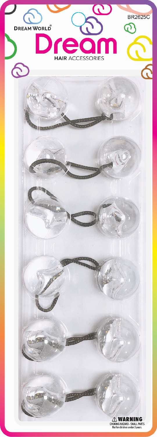 DREAM WORLD - Jumbo Hair Knockers Clear 6 Pieces (BR2625C)