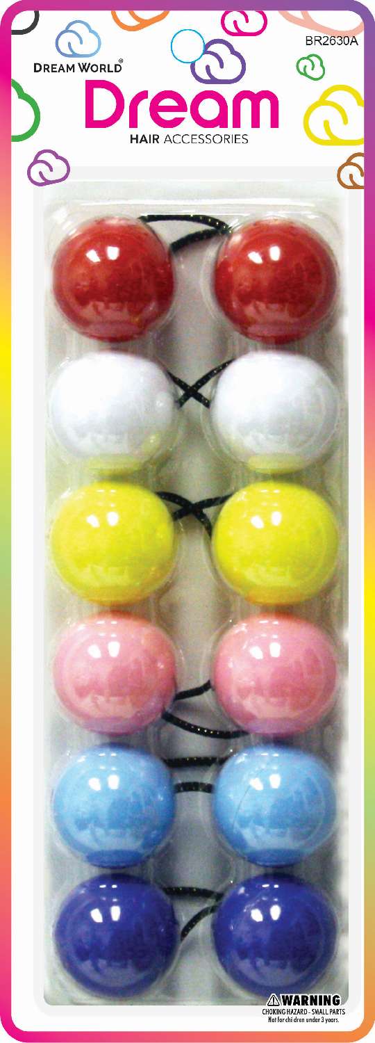 DREAM WORLD - Jumbo Hair Knockers Assorted 6PCS (BR2630A)