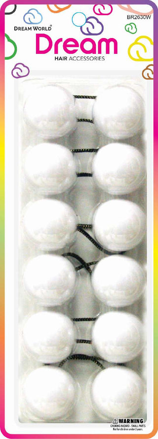 DREAM WORLD - Jumbo Hair Knockers White 6PCS (BR2630W)