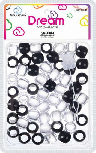 DREAM WORLD - HAIR BEADS LARGE BLACK CLEAR(BR2800BC)