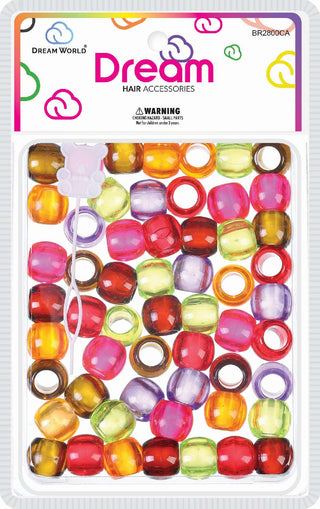 DREAM WORLD - HAIR BEADS LARGE CLEAR ASSORTED (BR2800CA)