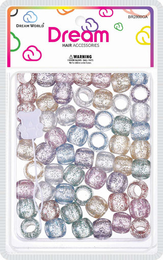 DREAM WORLD - HAIR BEADS LARGE GLITTER ASSORTED (BR2800GA)