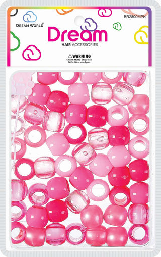 DREAM WORLD - HAIR BEADS LARGE MIX PINK (BR2800MPK)