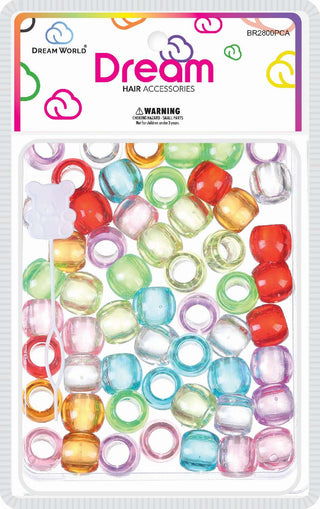 DREAM WORLD - HAIR BEADS LARGE PASTEL CLEAR ASSORTED (BR2800PCA)