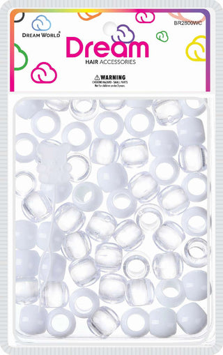 DREAM WORLD - HAIR BEADS LARGE WHITE CLEAR (BR2800WC)