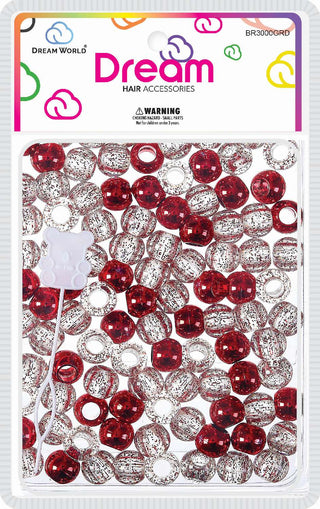 DREAM WORLD - HAIR BEADS MEDIUM GLITTER RED (BR3000GRD)