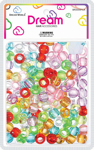 DREAM WORLD - HAIR BEADS MEDIUM PASTEL CLEAR ASSORTED (BR3000PCA)