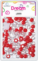 DREAM WORLD - HAIR BEADS MEDIUM RED CLEAR (BR3000RC)